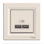 EPH2700223 USB-розетка Asfora 2.1 A (2 входа). Цвет Кремовый