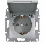 EPH3100161 Розетка с заземлением и защитной крышкой Asfora 16А. Цвет Алюминий