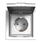 EPH3100321 Розетка с заземлением, шторками и защитной крышкой Asfora 16А IP44. Цвет Белый