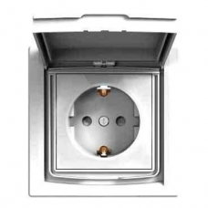 EPH3100321 Розетка с заземлением, шторками и защитной крышкой Asfora 16А IP44. Цвет Белый
