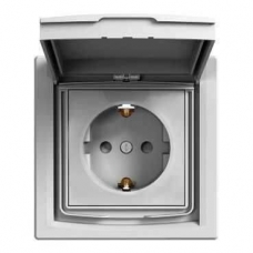 EPH3100323 Розетка с заземлением, шторками и защитной крышкой Asfora 16А IP44. Цвет Кремовый