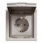 EPH3100369 Розетка с заземлением, шторками и защитной крышкой Asfora 16А IP44. Цвет Бронза
