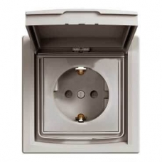 EPH3100369 Розетка с заземлением, шторками и защитной крышкой Asfora 16А IP44. Цвет Бронза