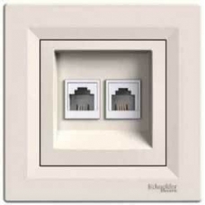 EPH4800123 Розетка компьютерная двойная кат.6 UTP Asfora. Цвет Кремовый
