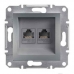 EPH4200162 Розетка двойная телефонная RJ11 Asfora. Цвет Сталь