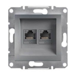 EPH4800162 Розетка компьютерная кат.6 UTP Asfora. Цвет Сталь