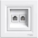 EPH4900121 Розетка двойная телефонная RJ11 + компьютерная RJ45 Asfora. Цвет Белый