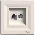 EPH4900123 Розетка двойная телефонная RJ11 + компьютерная RJ45 Asfora. Цвет Кремовый