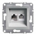 EPH4900161 Розетка двойная телефонная RJ11 + компьютерная RJ45 Asfora. Цвет Алюминий
