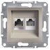 EPH4900169 Розетка двойная телефонная RJ11 + компьютерная RJ45 Asfora. Цвет Бронза