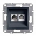EPH4900171 Розетка двойная телефонная RJ11 + компьютерная RJ45 Asfora. Цвет Антрацит