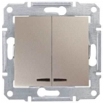 SDN0300368 Двухклавишный выключатель с подсветкой 10A серии Sedna. Цвет Титан