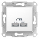 SDN2710221 USB-розетка Sedna 2.1 A (2 входа), цвет "Белый"
