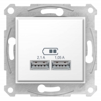 SDN2710221 USB-розетка Sedna 2.1 A (2 входа), цвет "Белый"