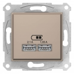 SDN2710223 USB-розетка 2.1 А Sedna (2 входа), Колір "Слонова кістка"