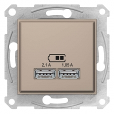 USB-розетка 2.1 А Sedna (2 входа), цвет "слоновая кость" (SDN2710223)