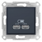 SDN2710270 USB-розетка Sedna 2.1 A (2 входа), цвет "Графит"