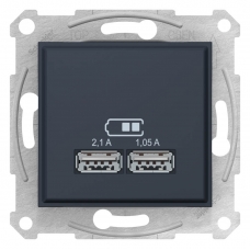USB-розетка Sedna 2.1 A (2 входа), цвет "Графит" (SDN2710270)