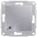 SDN3100160 Розетка с заземлением, защитными шторками и крышкой 16А, 250 В Sedna. Цвет Алюминий