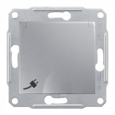 Розетка IP44 с крышкой и шторками Sedna. Цвет "Алюминий" (SDN3100360)