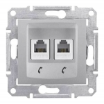 SDN4201160 Телефонная розетка двойная RJ11 Sedna. Цвет Алюминий