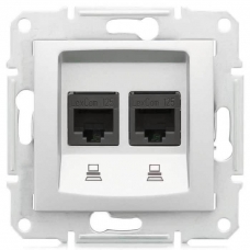 Компьютерная розетка двойная UTP RJ45 кат.6 экранированная Sedna. Цвет Слоновая кость (SDN5000123)