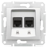 SDN5000160 Компьютерная розетка двойная UTP RJ45 кат.6 экранированная Sedna. Цвет Алюминий