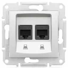 Компьютерная розетка двойная UTP RJ45 кат.6e неэкранированная Sedna. Цвет Алюминий (SDN4800160)