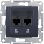 SDN4600170 Компьютерная розетка двойная UTP RJ45 кат.5e экранированная Sedna. Цвет Графит