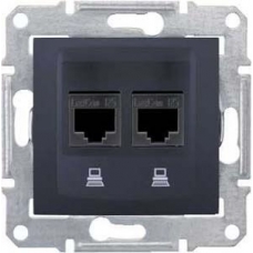 Компьютерная розетка двойная UTP RJ45 кат.5e экранированная Sedna. Цвет Графит (SDN4600170)