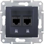 SDN5000170 Компьютерная розетка двойная UTP RJ45 кат.6 экранированная Sedna. Цвет Графит