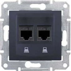 Компьютерная розетка двойная UTP RJ45 кат.6 экранированная Sedna. Цвет Графит (SDN5000170)