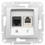 SDN5200123 PC + телефонная розетка RJ11 + RJ45, кат. 6, неэкранированная Sedna. Цвет Слоновая кость
