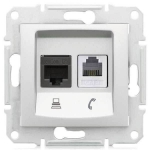 SDN5100160 PC + телефоннаярозетка RJ11 + RJ45, кат. 5e, неэкранированная Sedna. Цвет Алюминий