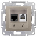 SDN5200168 PC + телефонная розетка RJ11 + RJ45, кат. 6, неэкранированная Sedna. Цвет Титан