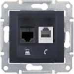 SDN5200170 PC + телефонная розетка (RJ11 + RJ45, кат. 6, неэкран.) Sedna. Цвет Графит